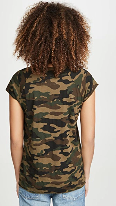 Shop Nili Lotan Short Sleeve Baseball Tee In Green Camouflage Print