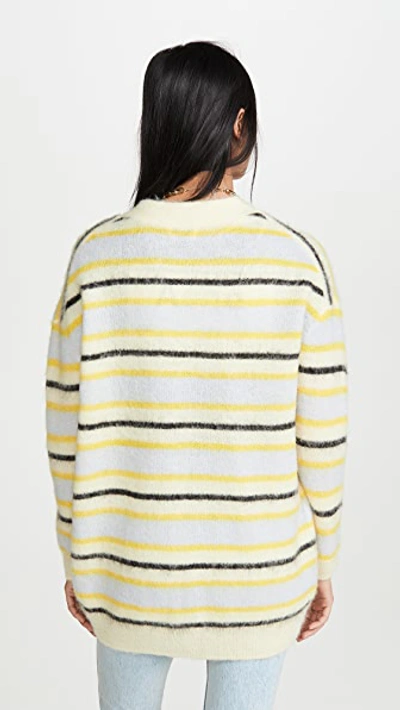 Shop Acne Studios Keda Fluffy Alpaca Cardigan In Yellow/multi