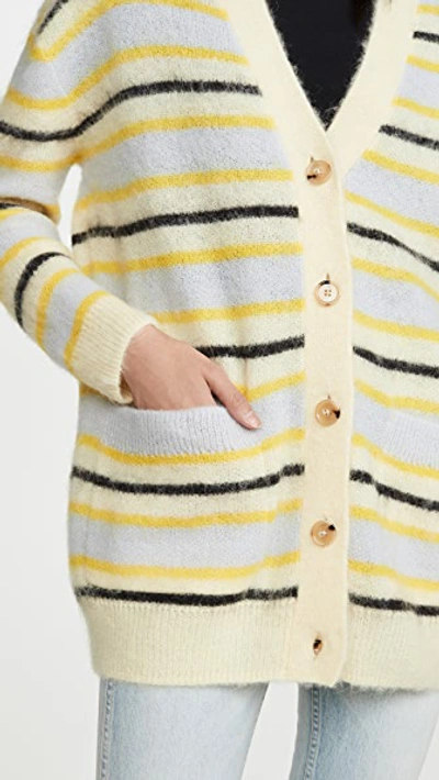 Shop Acne Studios Keda Fluffy Alpaca Cardigan In Yellow/multi