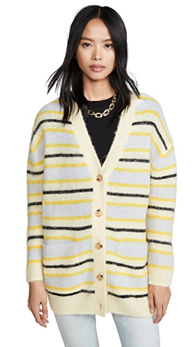 Shop Acne Studios Keda Fluffy Alpaca Cardigan In Yellow/multi