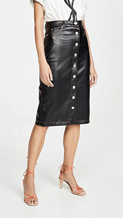 Shop Proenza Schouler Faux Leather Button Front Midi Skirt In Black