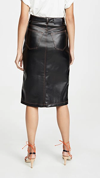 Shop Proenza Schouler Faux Leather Button Front Midi Skirt In Black