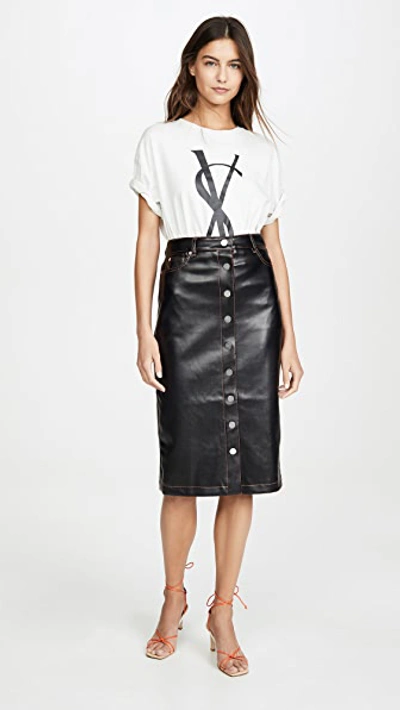 Shop Proenza Schouler Faux Leather Button Front Midi Skirt In Black