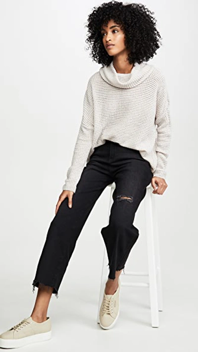 Shop Bb Dakota Throw In The Cowl Sweater In Light Grey