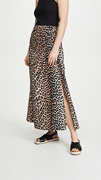 ganni leopard maxi skirt