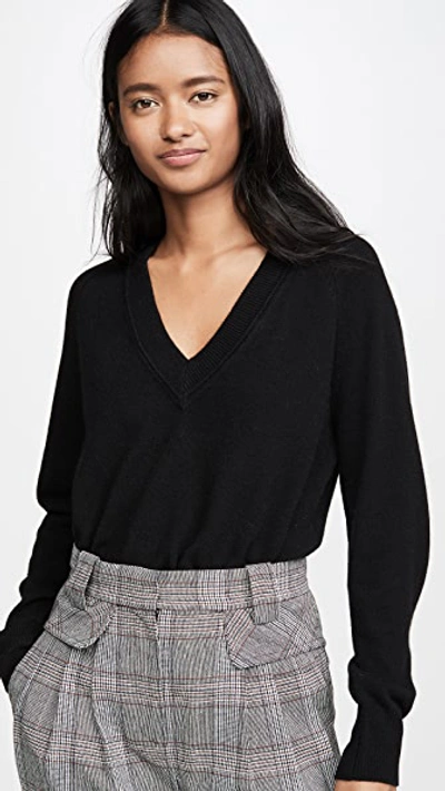 Shop Equipment Madalene V Neck Cashmere Sweater In True Black