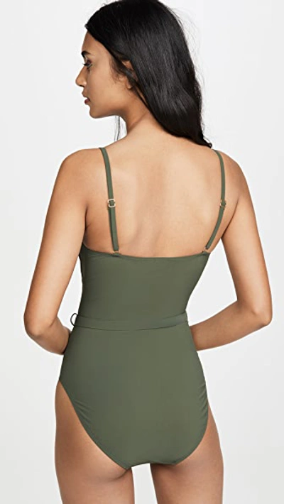 Shop Tory Burch T Belt One Piece In Green Olive