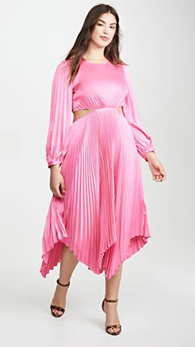 A.l.c Naples Pleated Cutout Handkerchief Dress In Grapefruit