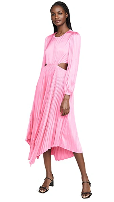 A.l.c Naples Pleated Cutout Handkerchief Dress In Grapefruit