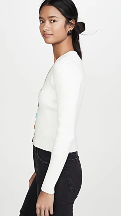 Simon Miller Nepa Mismatched Button Rib Cardigan In White