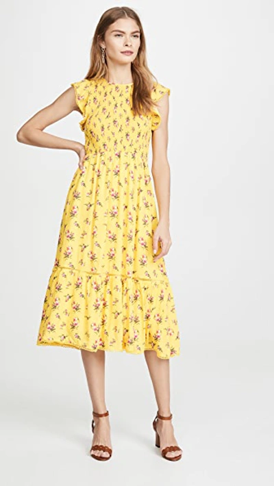 Shop Lost + Wander Mango Tango Midi Dress In Yellow/floral