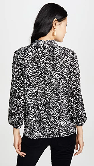 Shop Alice And Olivia Willa Blouson Cutout Top In White/black