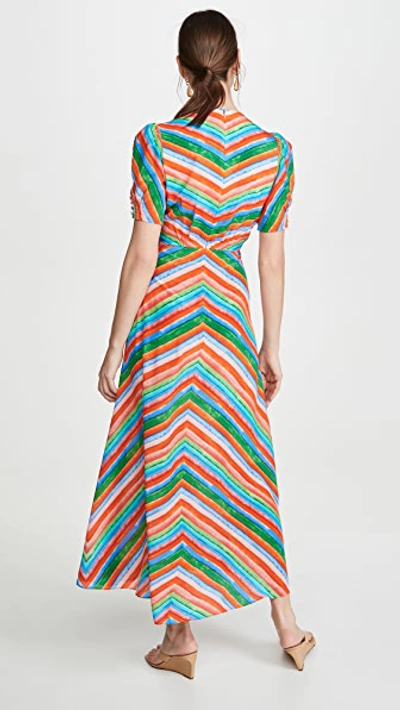 Shop Saloni Lea Long Dress In Watercolor Stripe
