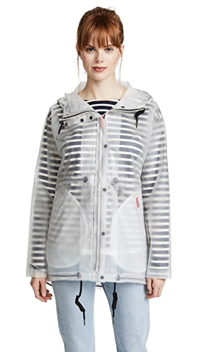 Hunter Waterproof Drawcord Vinyl Smock Rain Jacket W Hood In White ModeSens