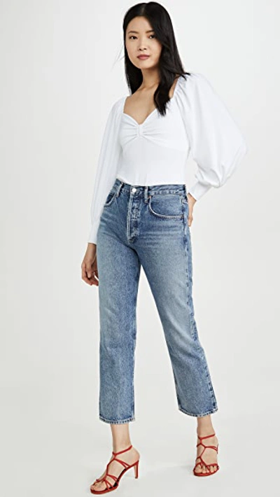 Shop Agolde Ripley Mid Rise Straight Jeans In Forfeit