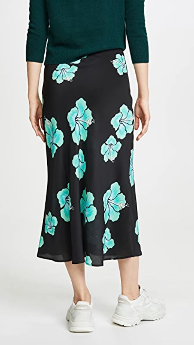 Shop Rixo London Kelly Skirt In Abstract Hawaiian Flower Black
