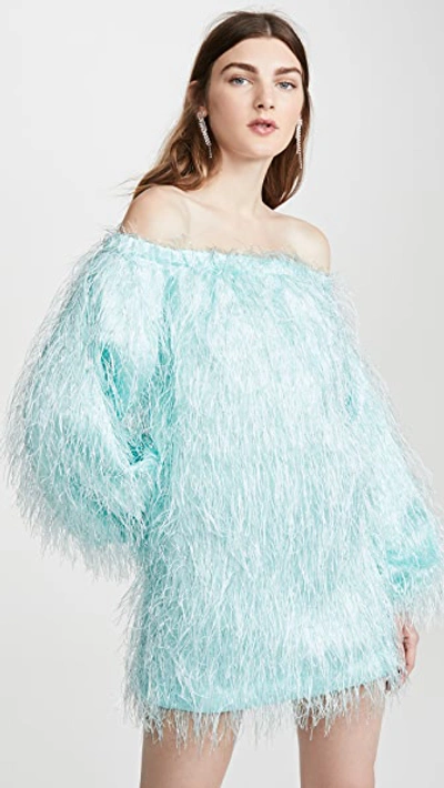 Shop Rotate Birger Christensen Gloria Feather Dress In Skylight