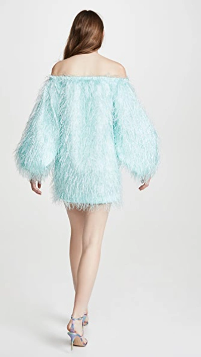 Shop Rotate Birger Christensen Gloria Feather Dress In Skylight