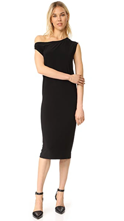 Shop Norma Kamali Drop Shoulder Dress Black