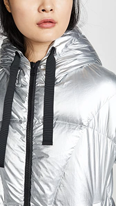 Shop Add Oversized Hooded Down Jacket In Silver Metal