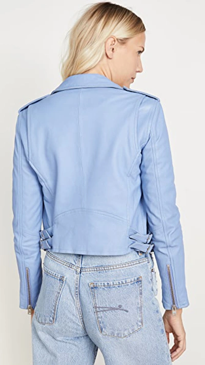 Shop Iro Ashville Leather Jacket In Light Blue