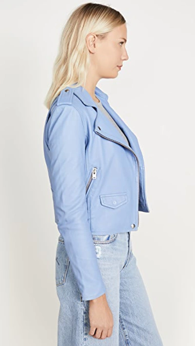 Shop Iro Ashville Leather Jacket In Light Blue