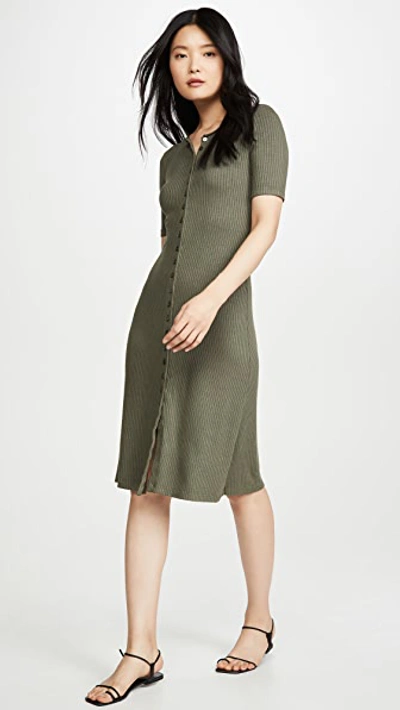 Shop Stateside 5x3 Rib Maxi Button Up Dress In Army