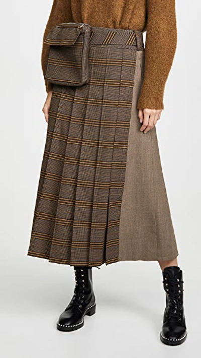 Shop Adeam Workwear Pleated Skirt In Turmeric