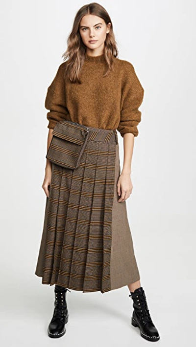 Shop Adeam Workwear Pleated Skirt In Turmeric