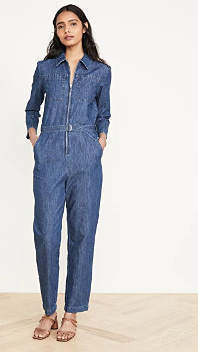 Shop Apc Combi Truck Jumpsuit In Indigo Delave