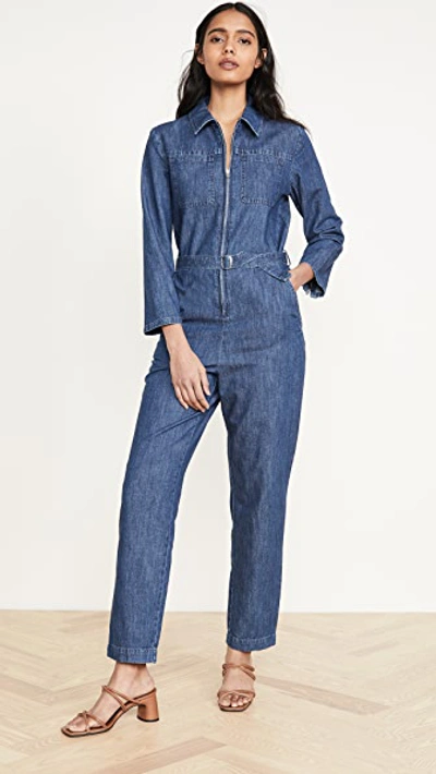 Shop Apc Combi Truck Jumpsuit In Indigo Delave