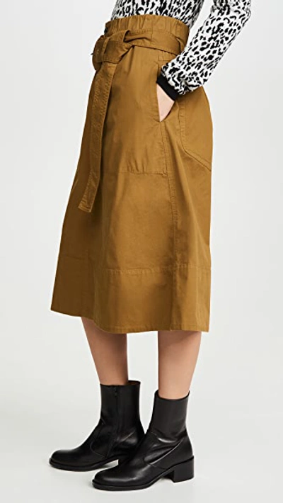 Shop Proenza Schouler White Label Cotton Belted Skirt In Fatigue