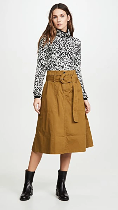 Shop Proenza Schouler White Label Cotton Belted Skirt In Fatigue