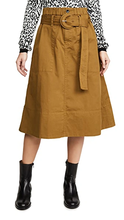 Shop Proenza Schouler White Label Cotton Belted Skirt In Fatigue