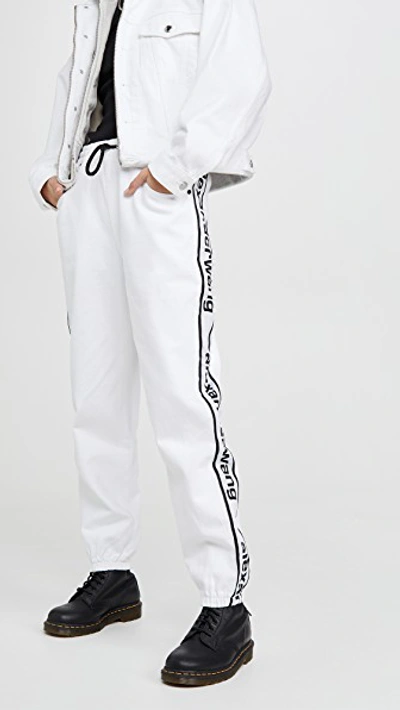 Shop Alexander Wang Denim Track Pants In Optic White