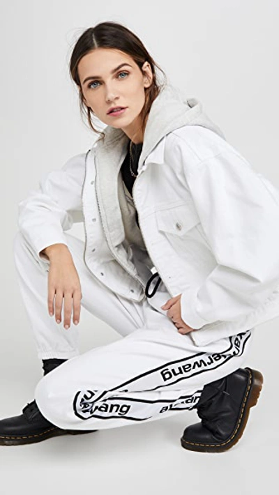 Shop Alexander Wang Denim Track Pants In Optic White