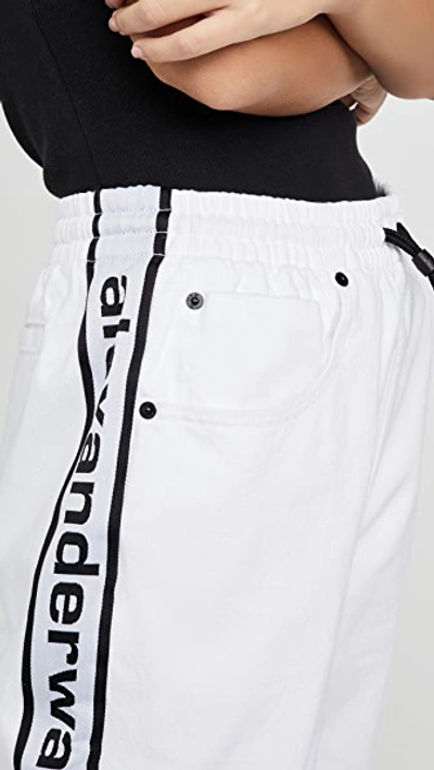 Shop Alexander Wang Denim Track Pants In Optic White