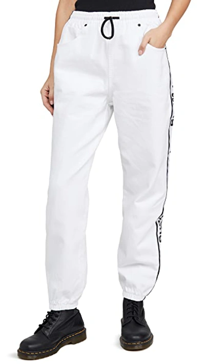 Shop Alexander Wang Denim Track Pants In Optic White