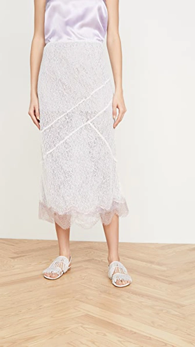 Shop Anais Jourden Lace Midi Skirt With Metallic Lace Hem In White Multi