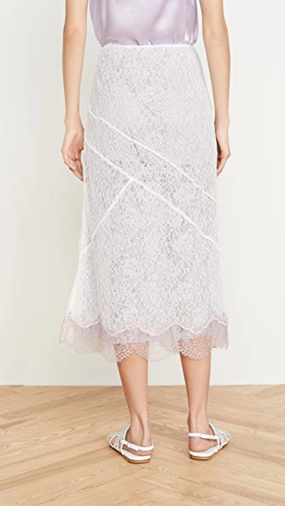 Shop Anais Jourden Lace Midi Skirt With Metallic Lace Hem In White Multi