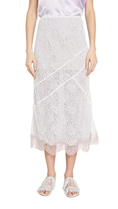 Shop Anais Jourden Lace Midi Skirt With Metallic Lace Hem In White Multi