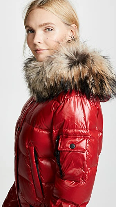 Sam. Skyler Short Down Jacket With Fur In Candy | ModeSens