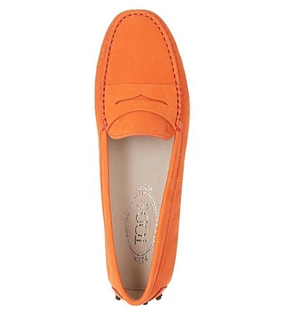 Shop Tod's Nubuck Leather Driving Shoes In Orange