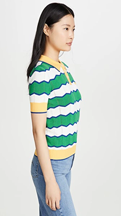 Shop Stella Jean Striped Polo In Dark Green