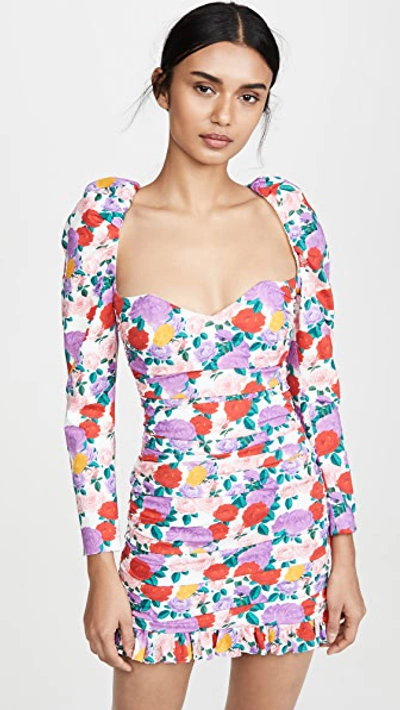 Shop Giuseppe Di Morabito Floral Puff Sleeve Mini Dress In White Floral