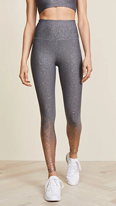 Shop Beyond Yoga Alloy Ombre High Waisted Leggings In Black/white Rose Gold Speckle