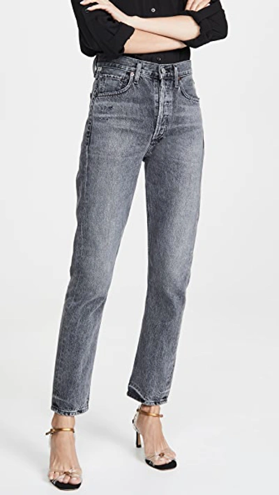 Shop Citizens Of Humanity Charlotte High Rise Straight Jeans In Grayscale