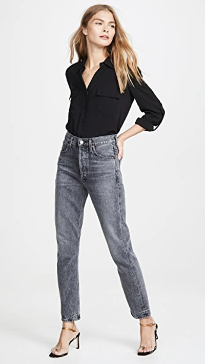 Shop Citizens Of Humanity Charlotte High Rise Straight Jeans In Grayscale