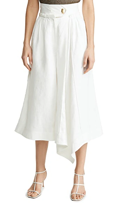 Shop Aje Mimosa Pleated Culottes In White