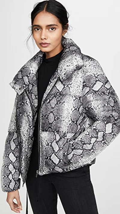 Shop Apparis Jamie Puffer In Grey Python Print